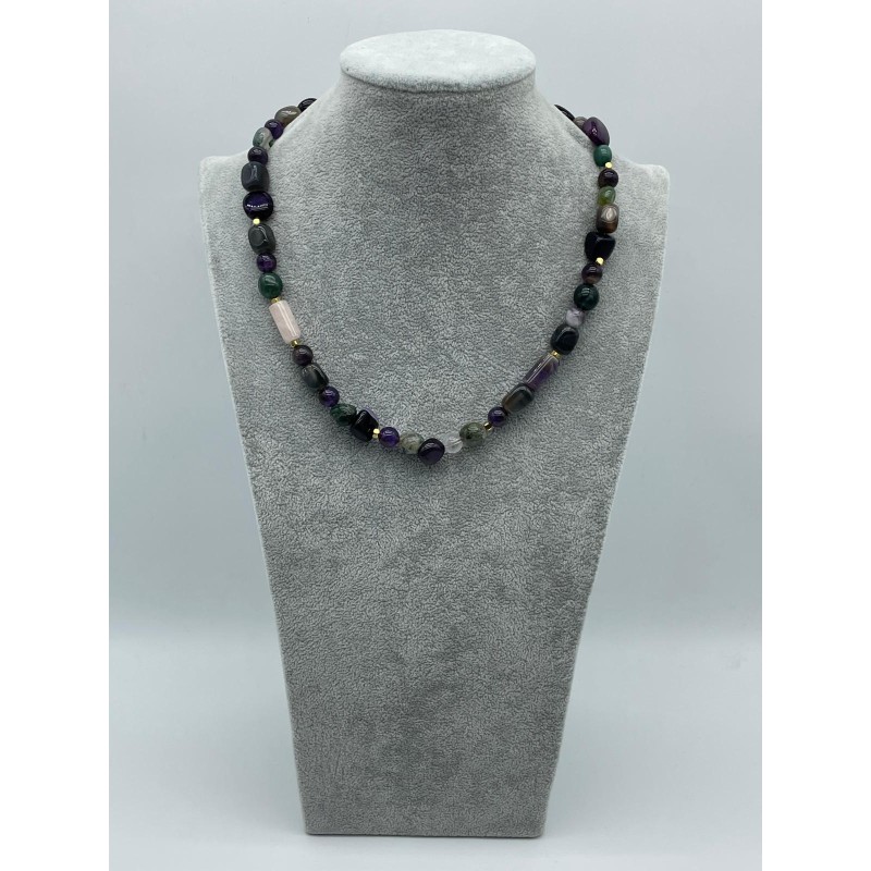 AMETİST - YEŞİM DOĞAL TAŞ KOLYE