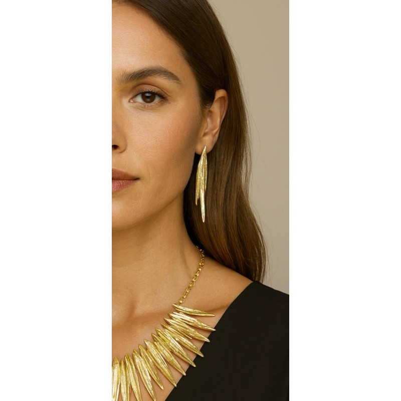 ALTIN KAPLAMA TASARIM KOLYE - KÜPE