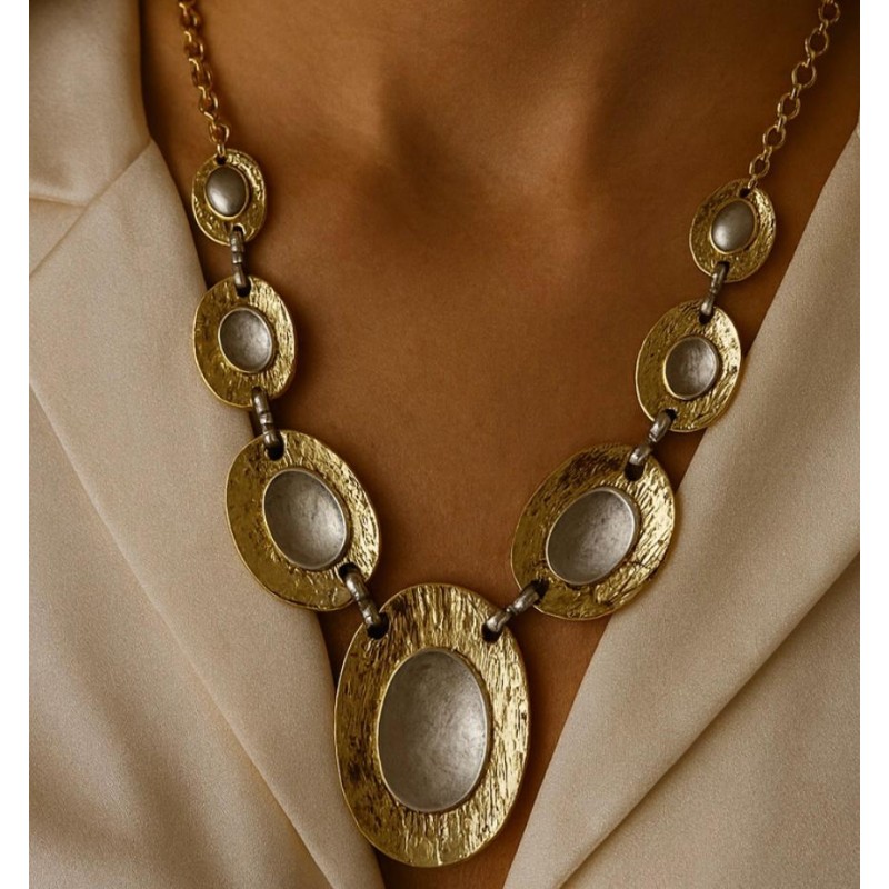 ALTIN -GÜMÜŞ OVAL TASARIM KOLYE