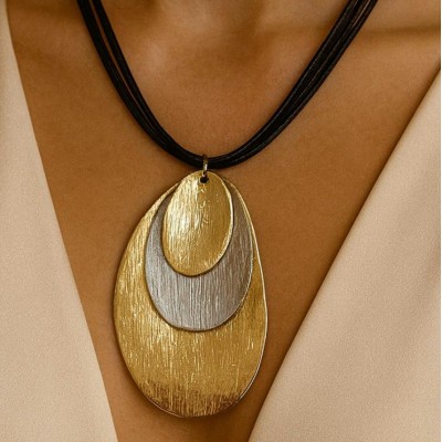 DERİ - ÜÇ KATMANLI KOLYE