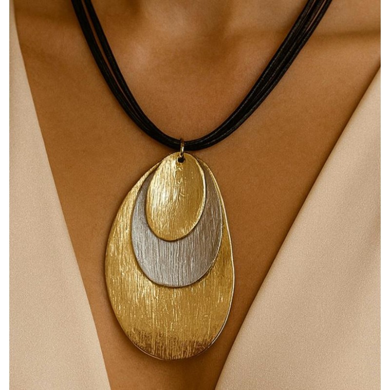 DERİ - ÜÇ KATMANLI KOLYE