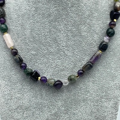 AMETİST - YEŞİM DOĞAL TAŞ KOLYE