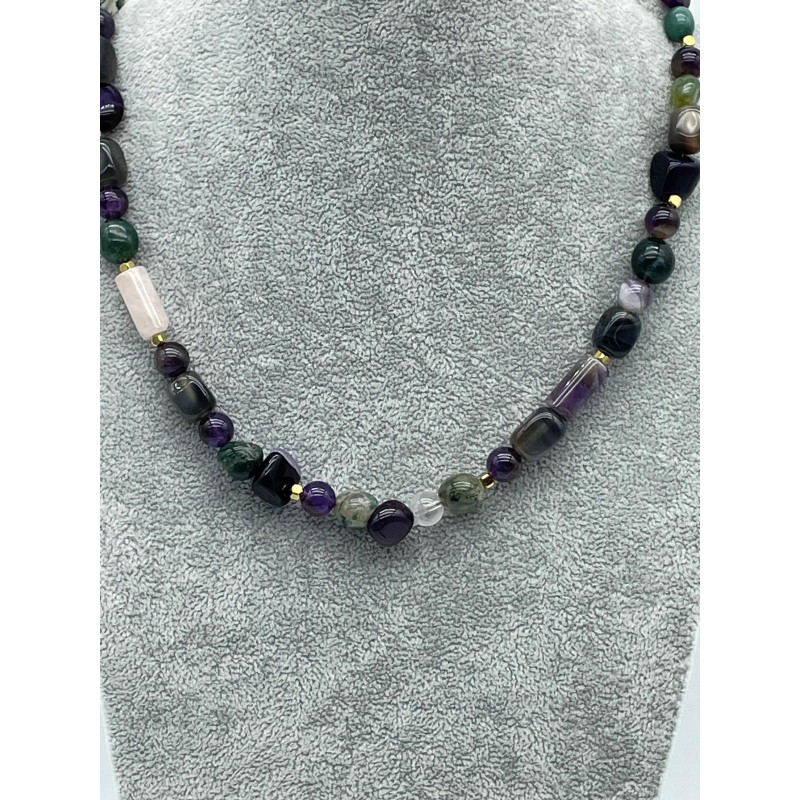 AMETİST - YEŞİM DOĞAL TAŞ KOLYE