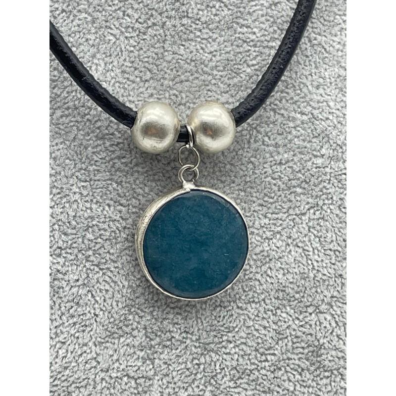 DERİ TURKUAZ TASARIM KOLYE