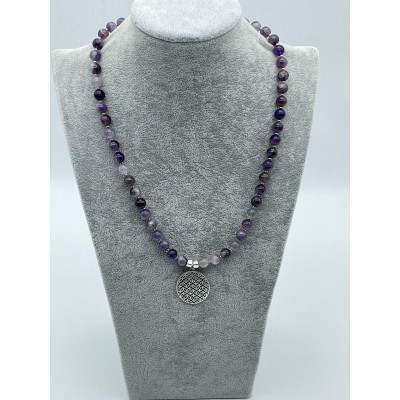 AMETİST DOĞAL TAŞ GÜMÜŞ UÇLU TASARIM KOLYE