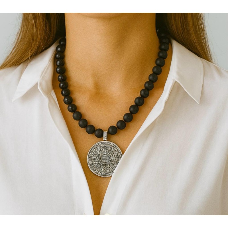 ONİKS DOĞAL TAŞ TASARIM KOLYE - GÜMÜŞ KAPLAMA DETAY