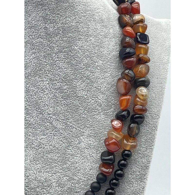 ONİKS - AKİK TAŞI İKİLİ TASARIM KOLYE