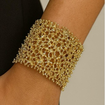 ALTIN KAPLAMA FİLE ÖRGÜTASARIM BİLEKLİK