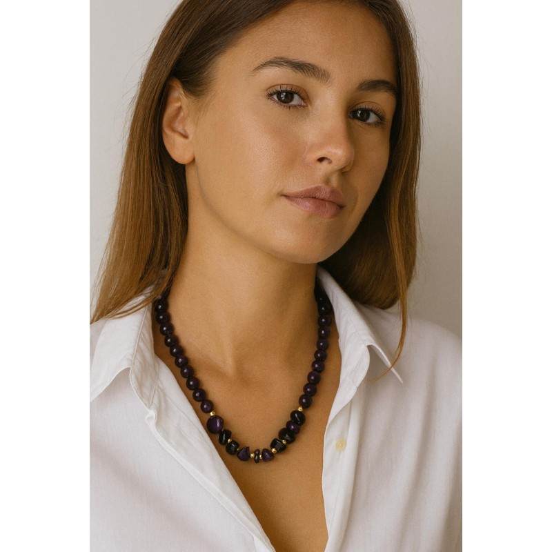 AMETİST  DOĞAL TAŞ TASARIM KOLYE