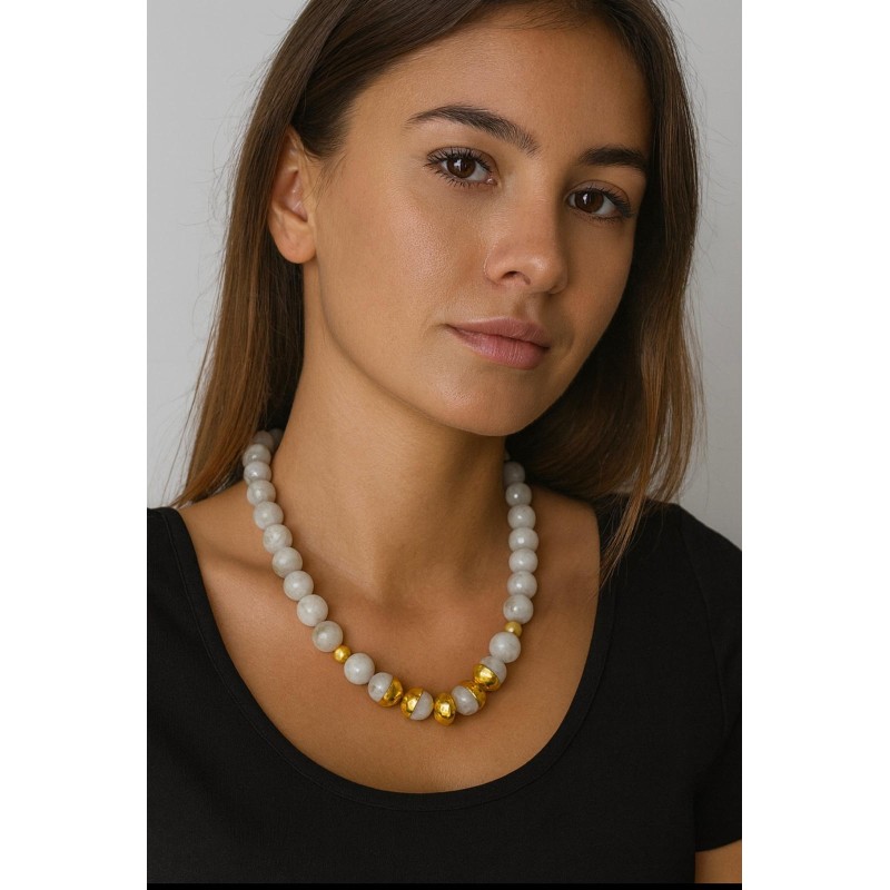 AY TAŞI DOĞAL TAŞ TASARIM KOLYE