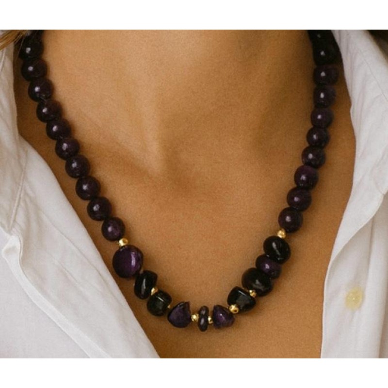 AMETİST  DOĞAL TAŞ TASARIM KOLYE