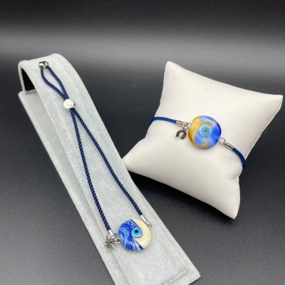 MURANO CAM BİLEKLİK -NAZAR- LACİVERT