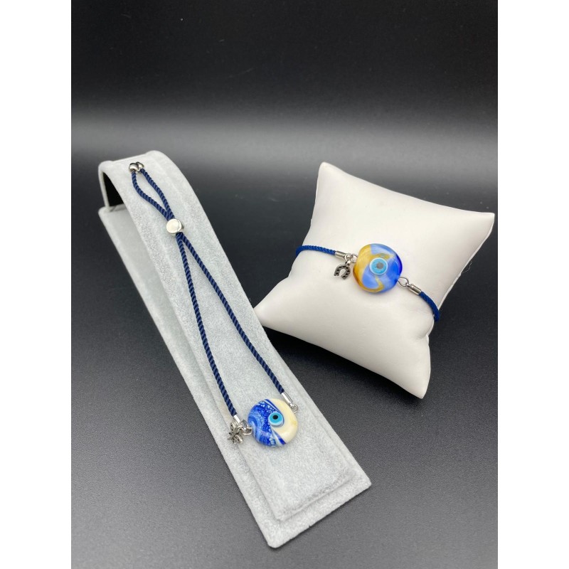 MURANO CAM BİLEKLİK -NAZAR- LACİVERT