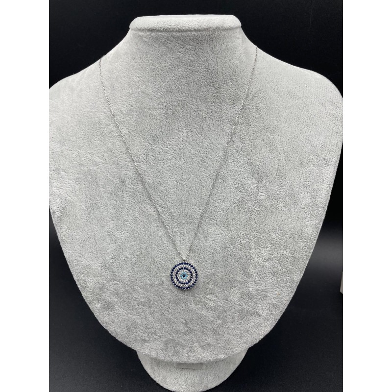 NAZAR BONCUKLU KOLYE - KOYU MAVİ - TAŞ