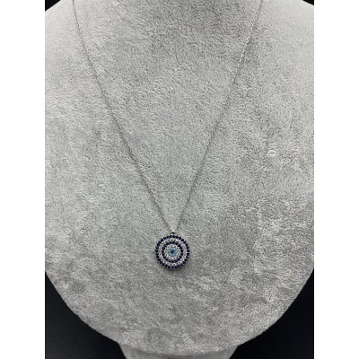 NAZAR BONCUKLU KOLYE - KOYU MAVİ - TAŞ