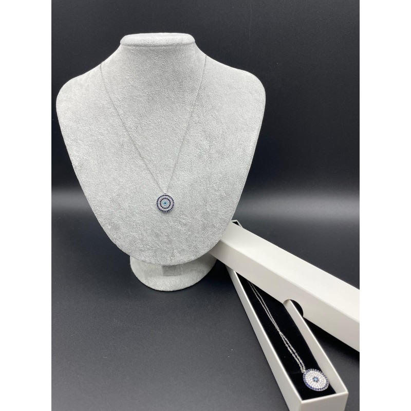 NAZAR BONCUKLU KOLYE - KOYU MAVİ - TAŞ