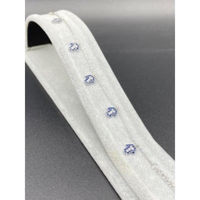 FATMA ANA ELİ - SIRALI GÜMÜŞ BİLEKLİK - KOYU MAVİ