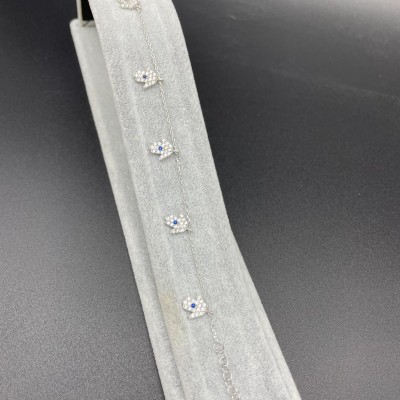 FATMA ANA ELİ - SIRALI GÜMÜŞ BİLEKLİK - TAŞ