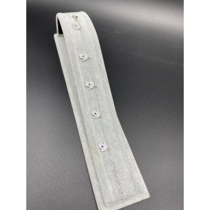 FATMA ANA ELİ - SIRALI GÜMÜŞ BİLEKLİK - TAŞ