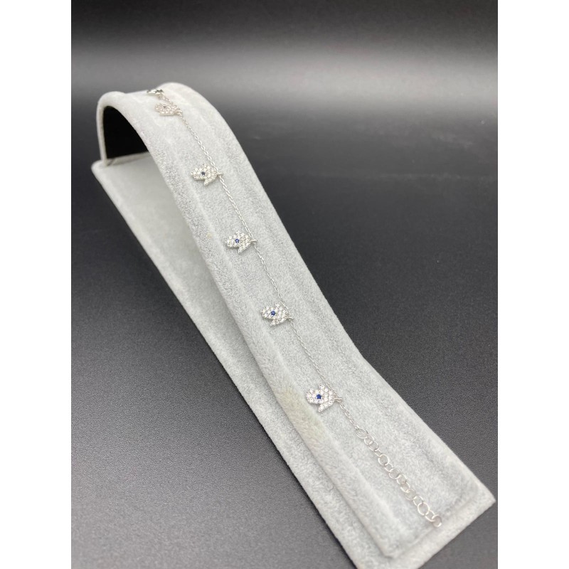 FATMA ANA ELİ - SIRALI GÜMÜŞ BİLEKLİK - TAŞ