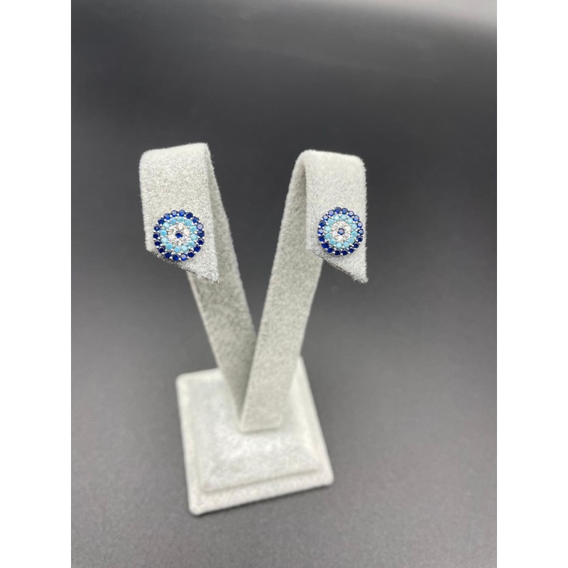 NAZAR BONCUK KÜPE - KOYU -AÇIK MAVİ