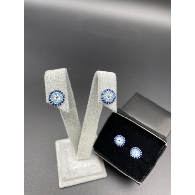 NAZAR BONCUK KÜPE - KOYU -AÇIK MAVİ