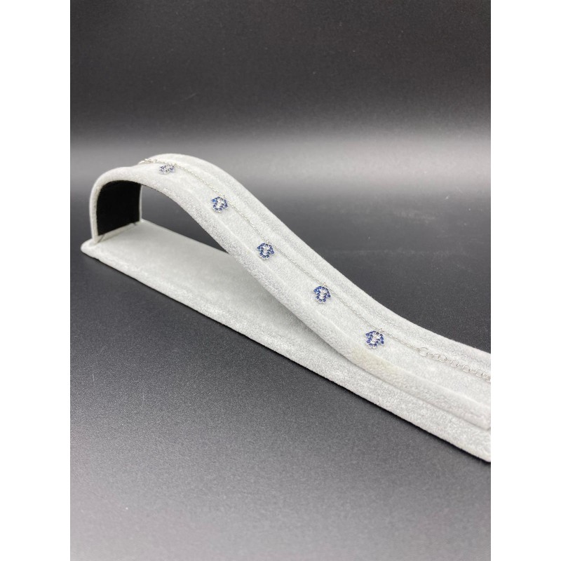 FATMA ANA ELİ - SIRALI GÜMÜŞ BİLEKLİK - KOYU MAVİ