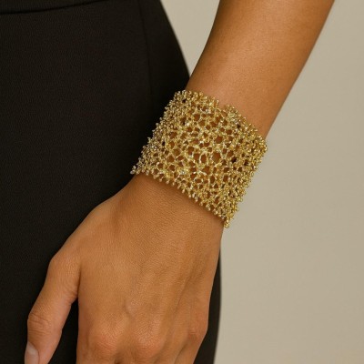 ALTIN KAPLAMA FİLE ÖRGÜTASARIM BİLEKLİK