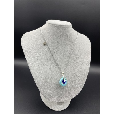 MURANO TEK UÇLU KOLYE - AÇIK MAVİ 