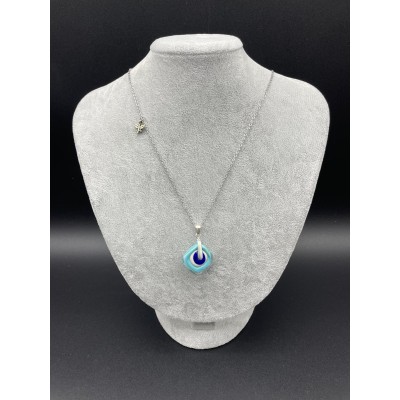 MURANO TEK UÇLU KOLYE - AÇIK MAVİ 