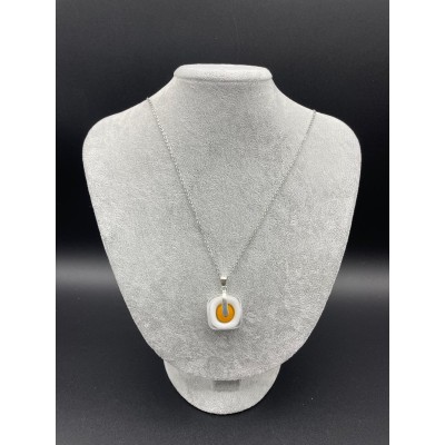 MURANO TEK UÇLU KOLYE - BEYAZ - SARI