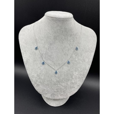 DAMLA SIRALI GÜMÜŞ KOLYE - AÇIK MAVİ