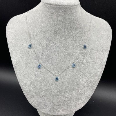 DAMLA SIRALI GÜMÜŞ KOLYE - AÇIK MAVİ