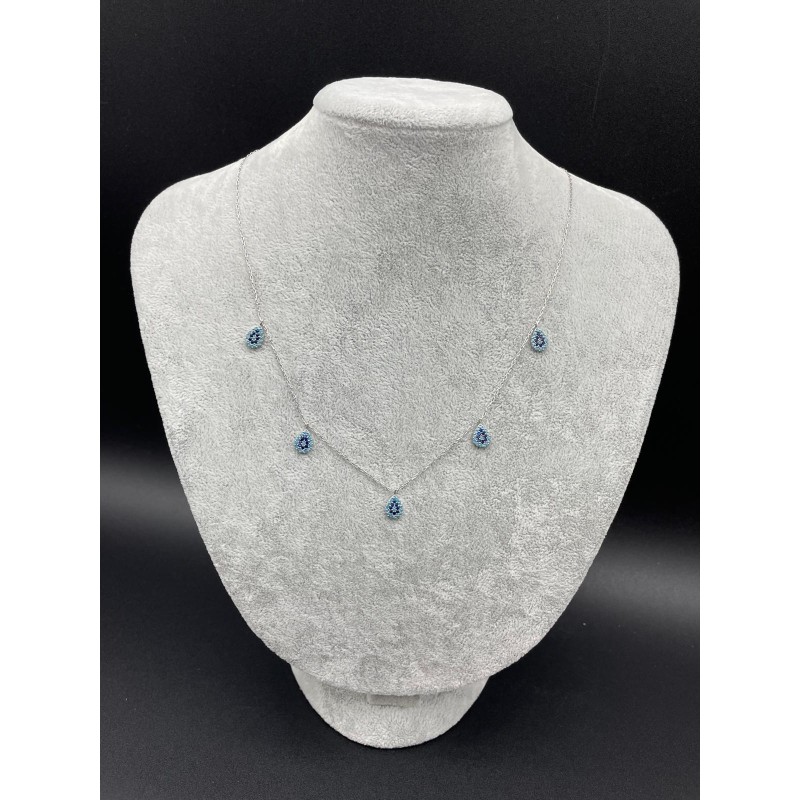 DAMLA SIRALI GÜMÜŞ KOLYE - AÇIK MAVİ