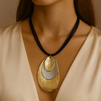 DERİ - ÜÇ KATMANLI KOLYE