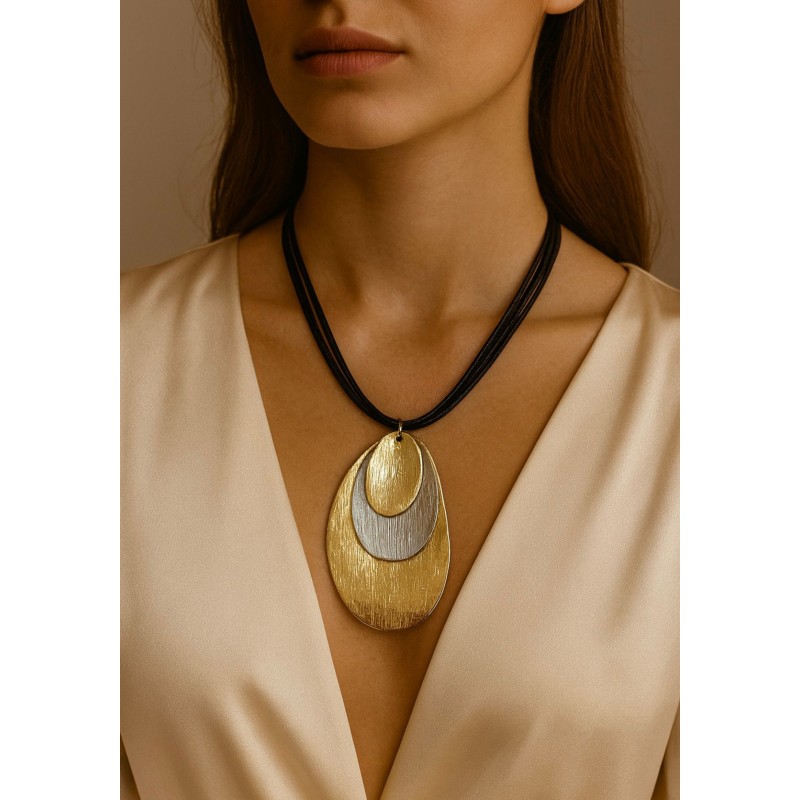 DERİ - ÜÇ KATMANLI KOLYE