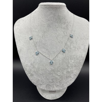 FATMA ANA ELİ - SIRALI GÜMÜŞ KOLYE - AÇIK MAVİ