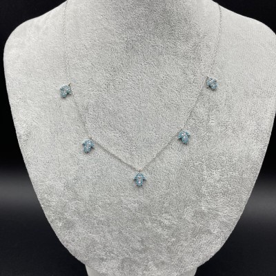 FATMA ANA ELİ - SIRALI GÜMÜŞ KOLYE - AÇIK MAVİ