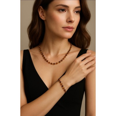 KEHRİBAR KOLYE - BİLEKLİK SET