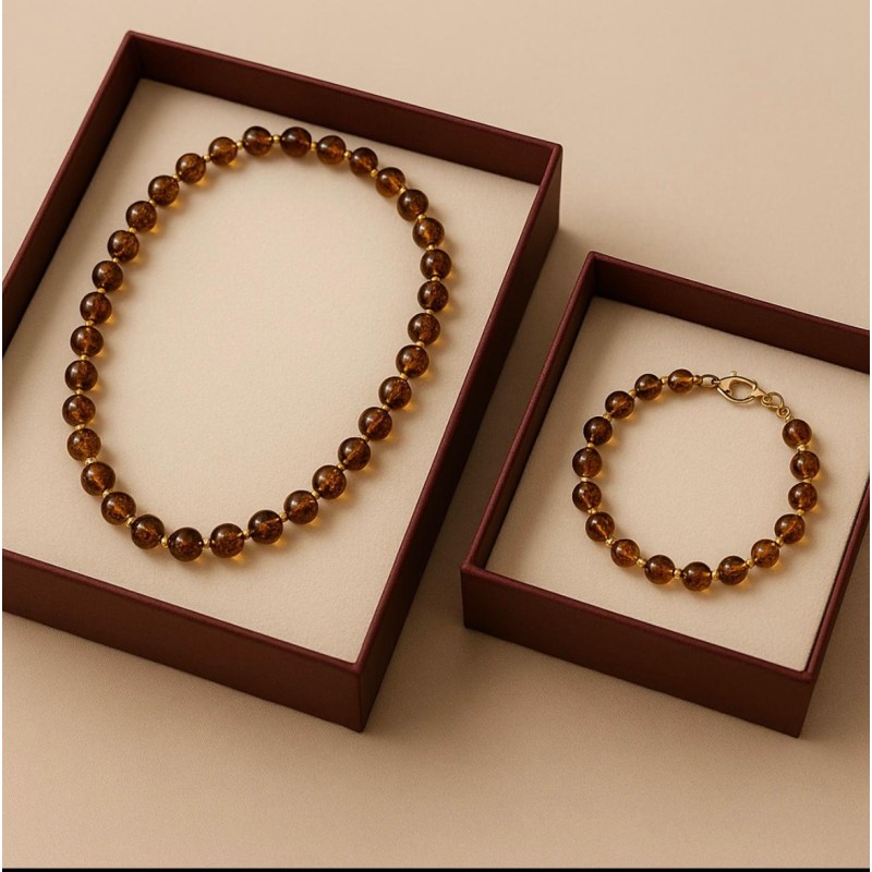 KEHRİBAR KOLYE - BİLEKLİK SET