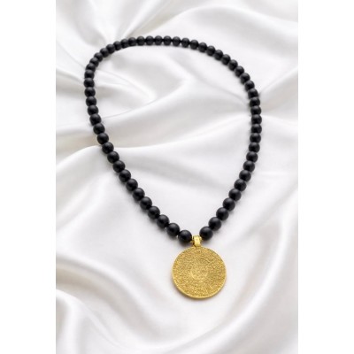 ONİKS DOĞAL TAŞ TASARIM KOLYE - ALTIN KAPLAMA DETAY