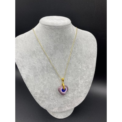 MURANO TEK UÇLU KOLYE - MAVİ - PEMBE