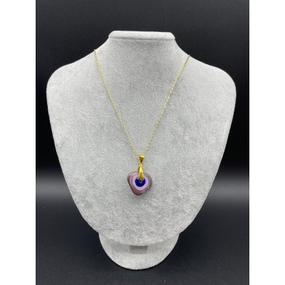 MURANO TEK UÇLU KOLYE - MAVİ - PEMBE