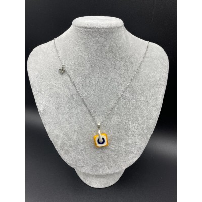 MURANO TEK UÇLU KOLYE - SARI  LACİVERT