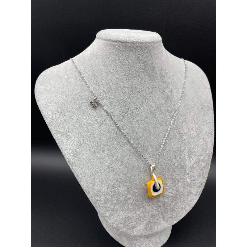 MURANO TEK UÇLU KOLYE - SARI  LACİVERT