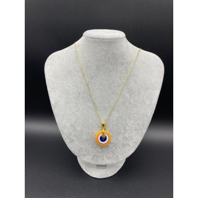 MURANO TEK UÇLU KOLYE -SARI-BEYAZ-GOLD