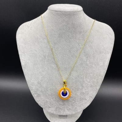 MURANO TEK UÇLU KOLYE -SARI-BEYAZ-GOLD