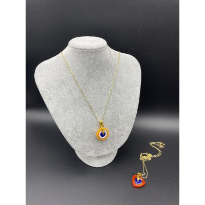 MURANO TEK UÇLU KOLYE -SARI-BEYAZ-GOLD