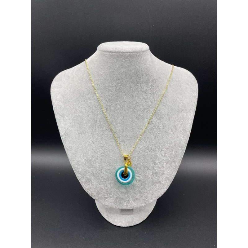 MURANO TEK UÇLU KOLYE - YEŞİL - BEYAZ - GOLD