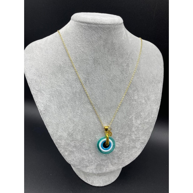 MURANO TEK UÇLU KOLYE - YEŞİL - BEYAZ - GOLD